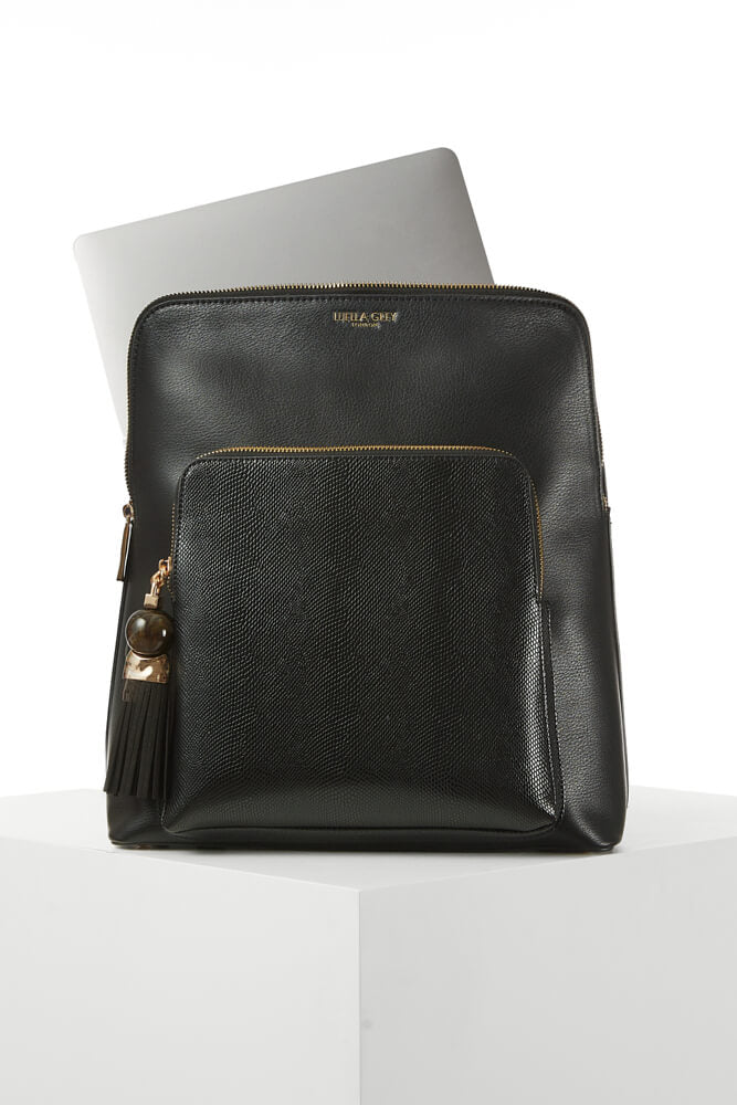 camel leather backpack black The Aerion Elite 15.6 Inch Laptop Backpack Halfmoon Leather Backpack - Black,