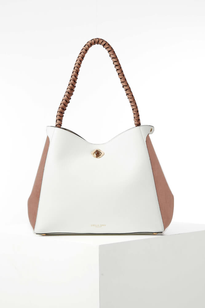 Adriana White Woven Handle Hobo