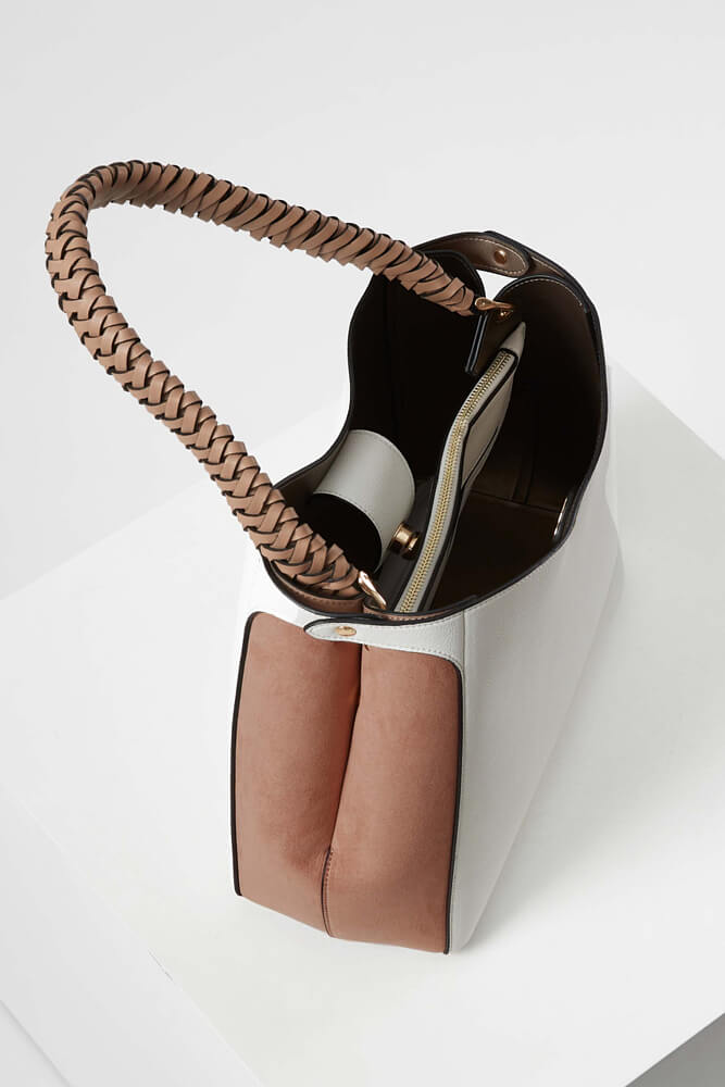 Adriana White Woven Handle Hobo
