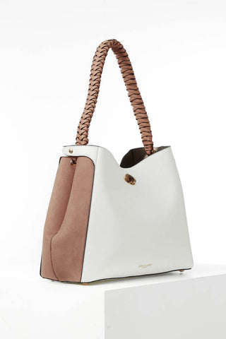 Adriana White Woven Handle Hobo