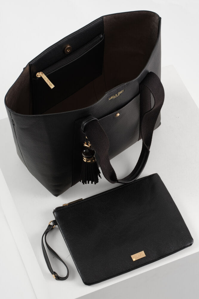 Benita Black Casual Tote With Pouch