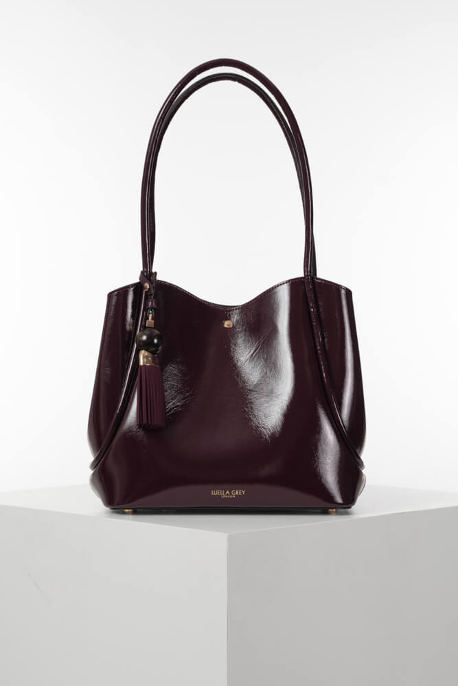 Floella Black Cherry Patent Tote