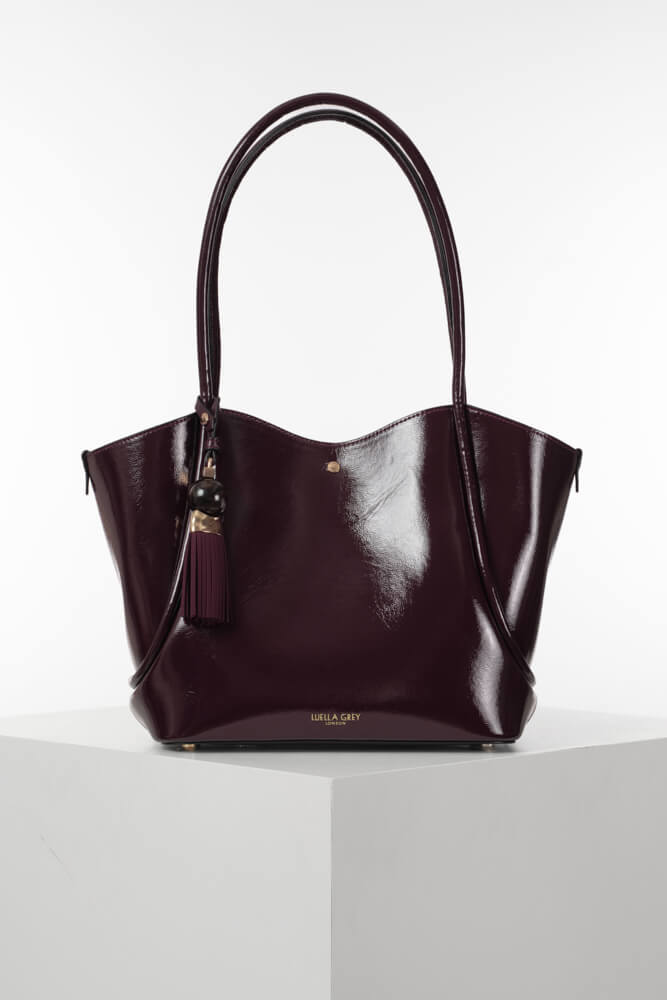 Floella Black Cherry Patent Tote