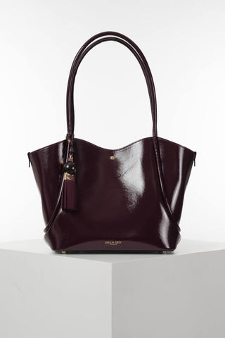 Floella Black Cherry Patent Tote