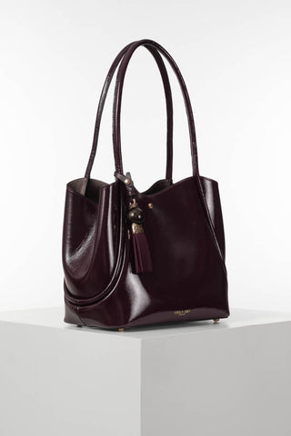 Floella Black Cherry Patent Tote