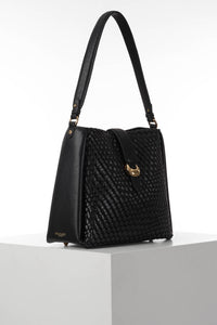 Flora Black Weave Hobo