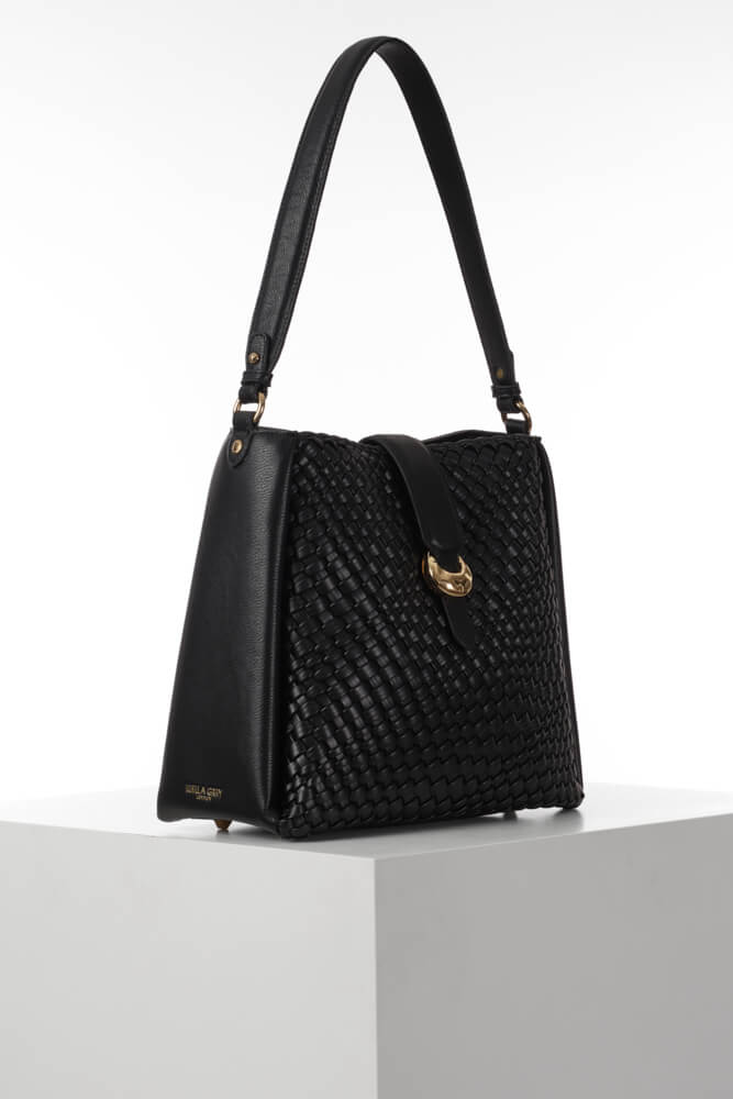 Flora Black Weave Hobo