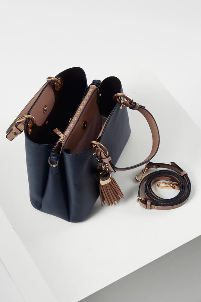 GALA-CROSSBODY TOTE - NAVY/TAN GALA-CROSSBODY TOTE - NAVY/TAN