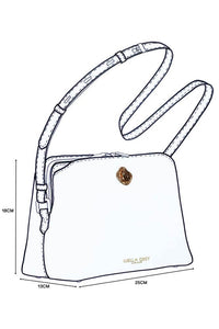 Sketch of the Julianna Crossbody with dimensions 