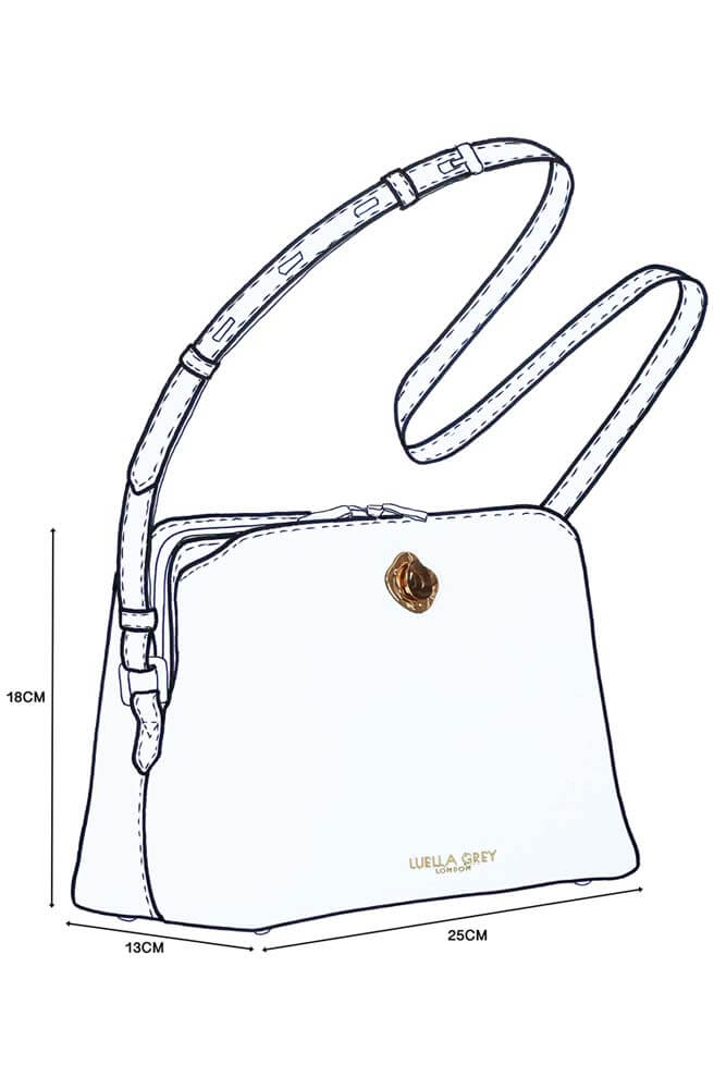 Sketch of the Julianna Crossbody with dimensions 