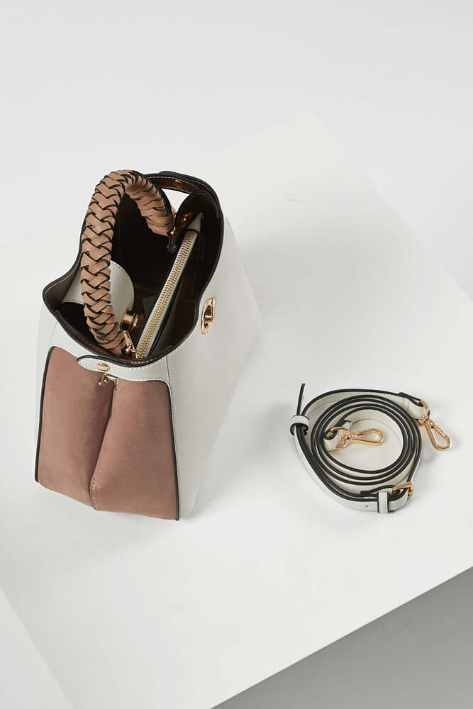 Kate White Woven Handle Crossbody