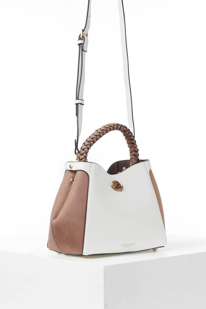 Kate White Woven Handle Crossbody