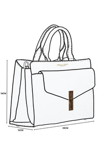 Sketch of the Kristie Tote with dimensions 