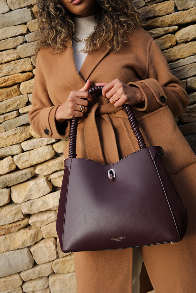 Simone Cherry Woven Handle Hobo