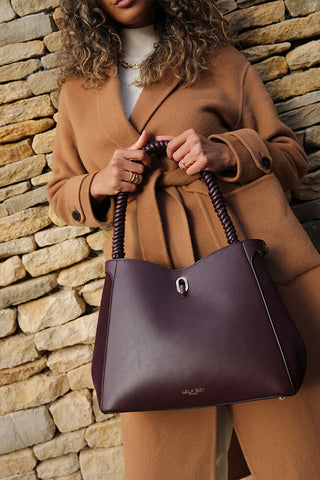 Simone Cherry Woven Handle Hobo
