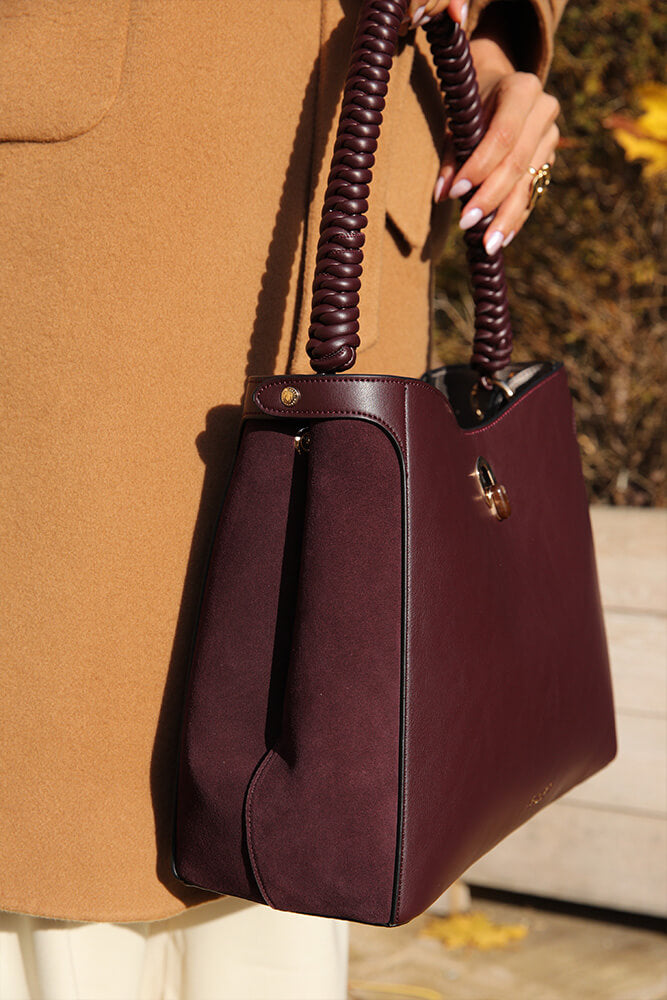 Simone Cherry Woven Handle Hobo