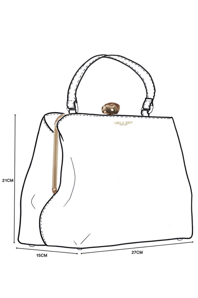 Sketch of the Louisa Tote with dimensions 