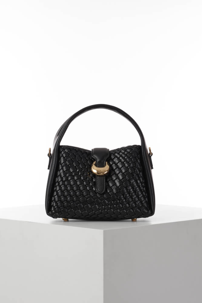 Maggie Woven Crossbody Bag | Top Handle Handbag with Clasp