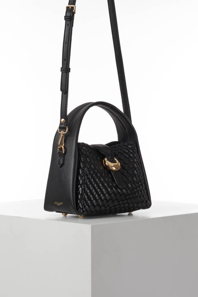 Maggie Black Weave Crossbody