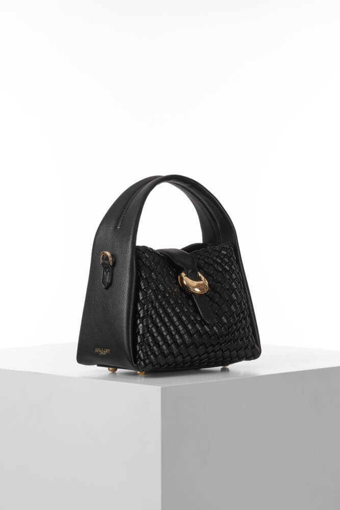 Maggie Black Weave Crossbody