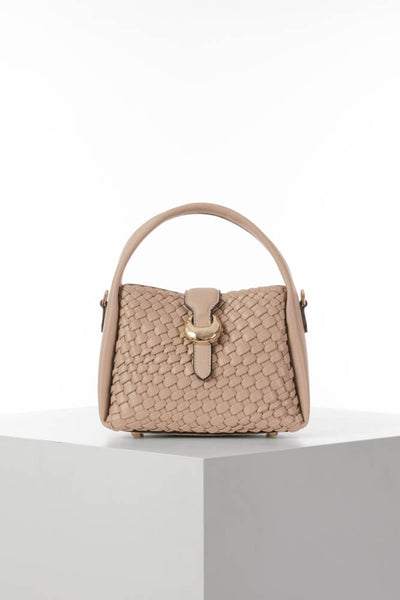 Maggie Woven Crossbody Bag | Top Handle Handbag with Clasp