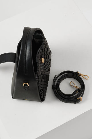Maggie Black Weave Crossbody