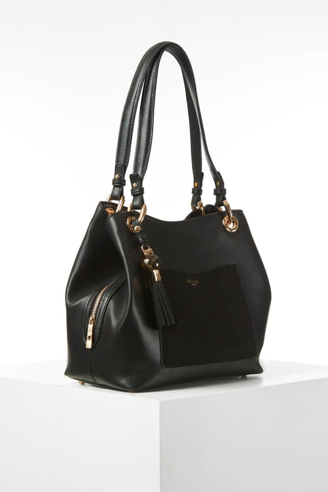 Sienna Black Hobo Tote