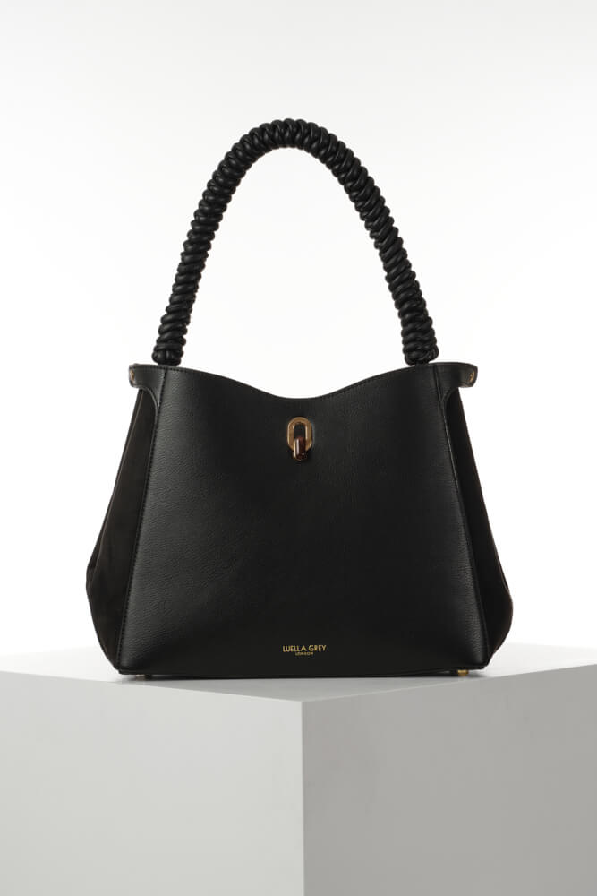 Simone Black Woven Handle Hobo