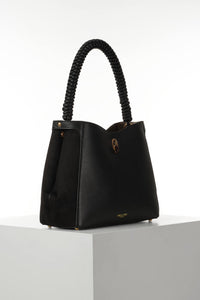 Simone Black Woven Handle Hobo