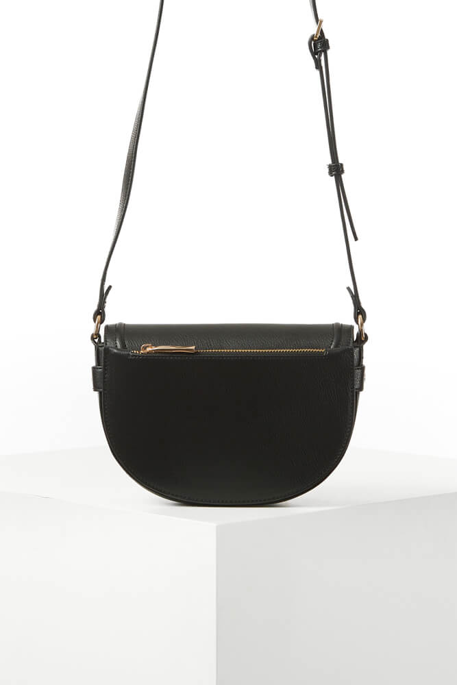 Tara Black Saddle Crossbody