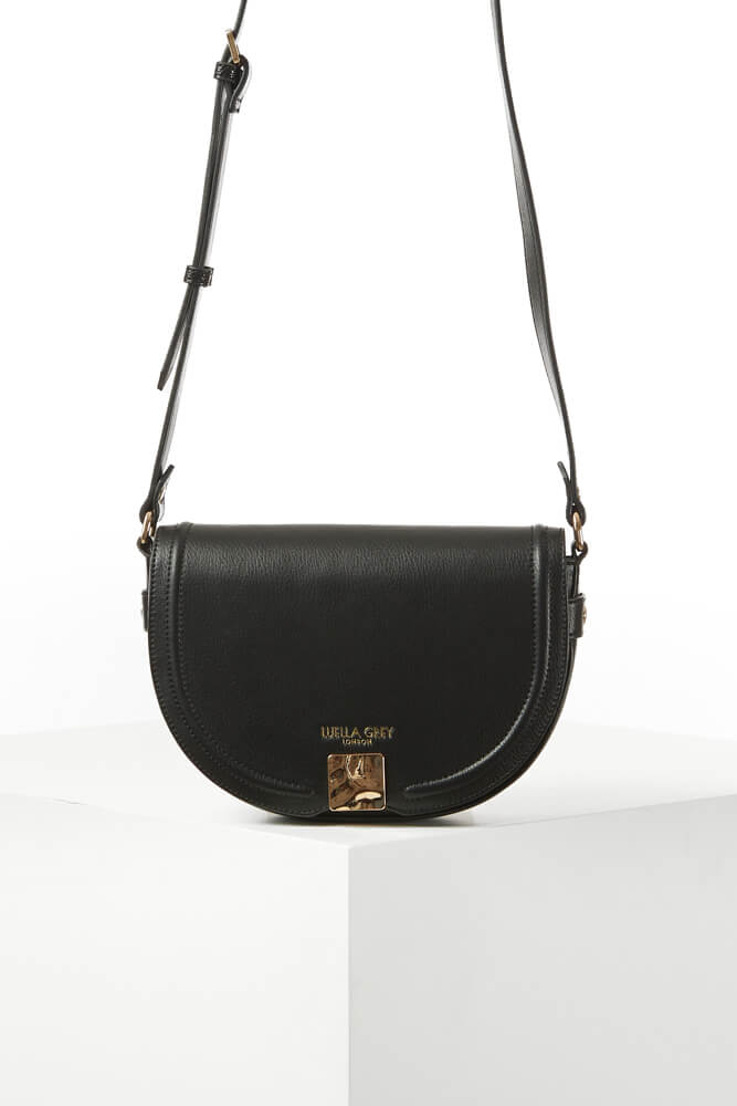 Tara Black Saddle Crossbody