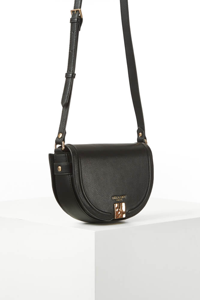 Tara Black Saddle Crossbody