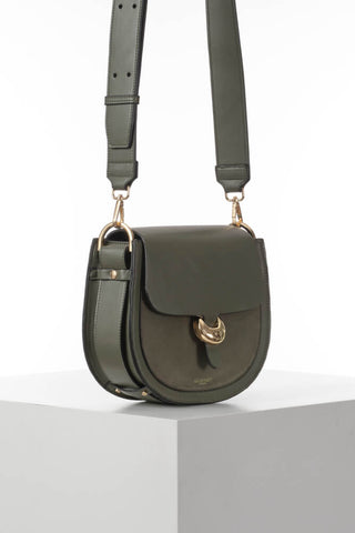 Venetia Khaki Saddle Crossbody