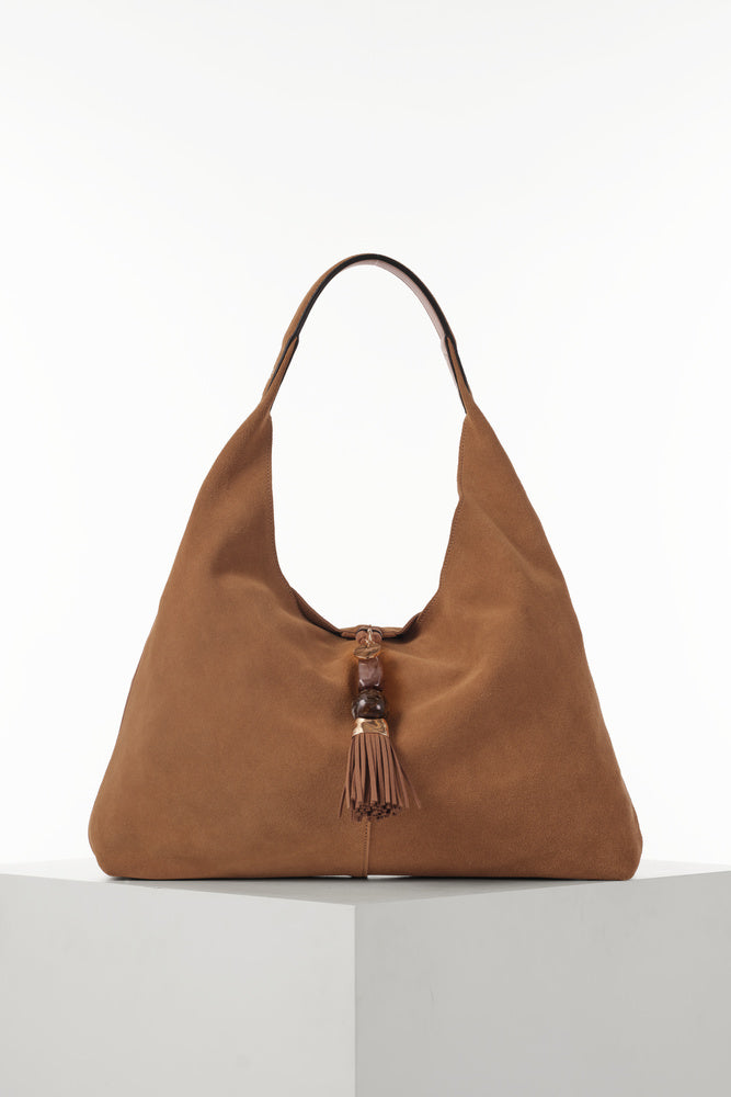 Pandora Camel Suede Hobo
