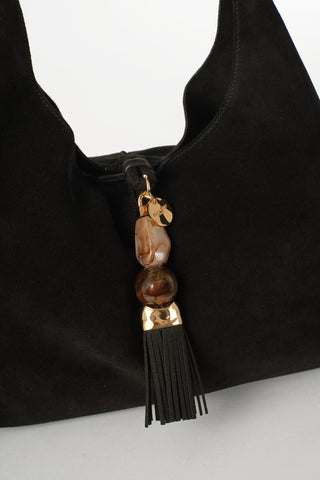 Paloma Black Suede Fringe Shoulder Bag