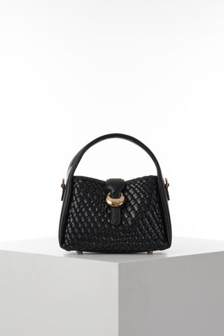 Maggie Black Weave Crossbody