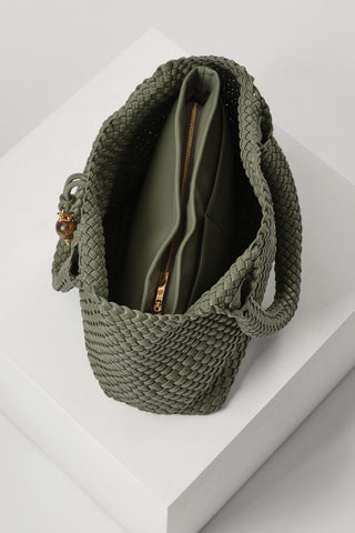 Saskia Khaki Large Woven Tote