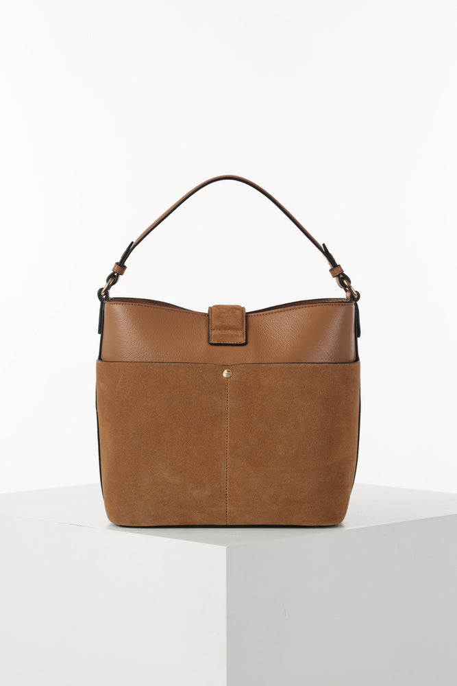 Indra Camel Bucket Crossbody
