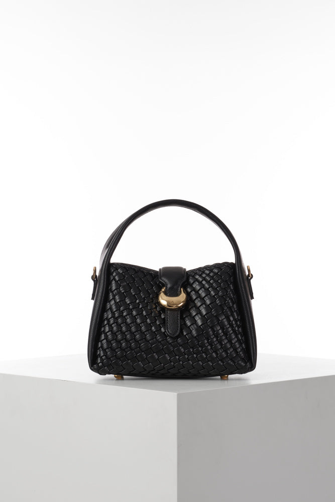 Maggie Black Weave Crossbody