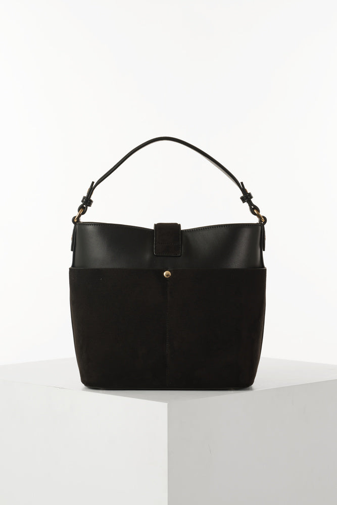 Indra Black Bucket Crossbody