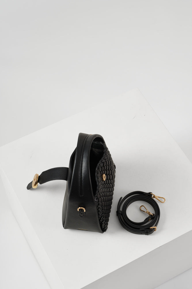 Maggie Black Weave Crossbody