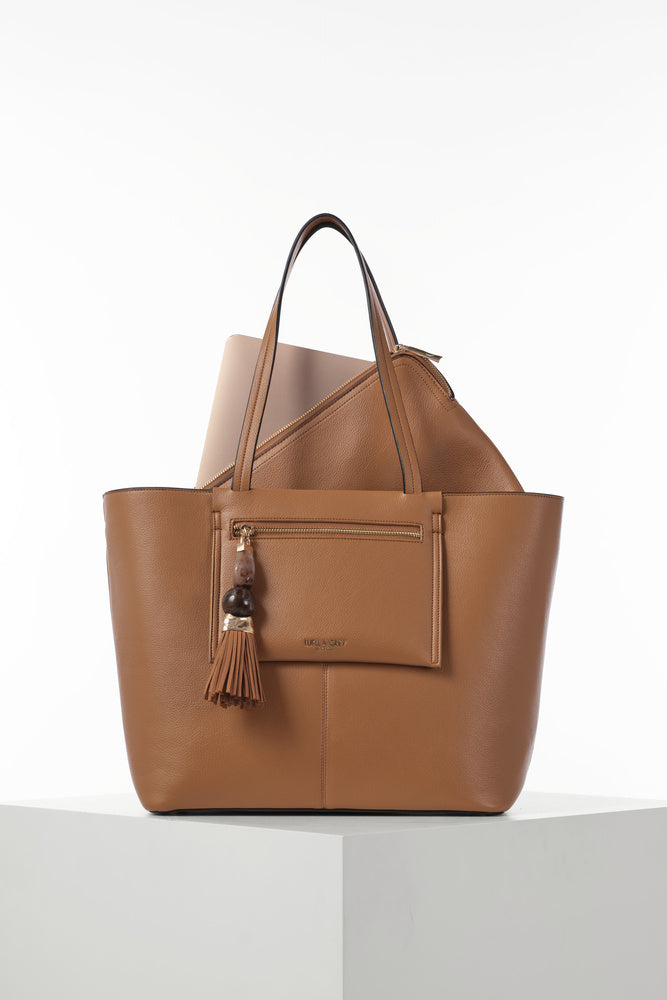 Cindy Camel Casual Tote With Laptop Pouch
