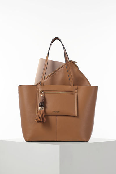 Cindy Camel Casual Tote With Laptop Pouch