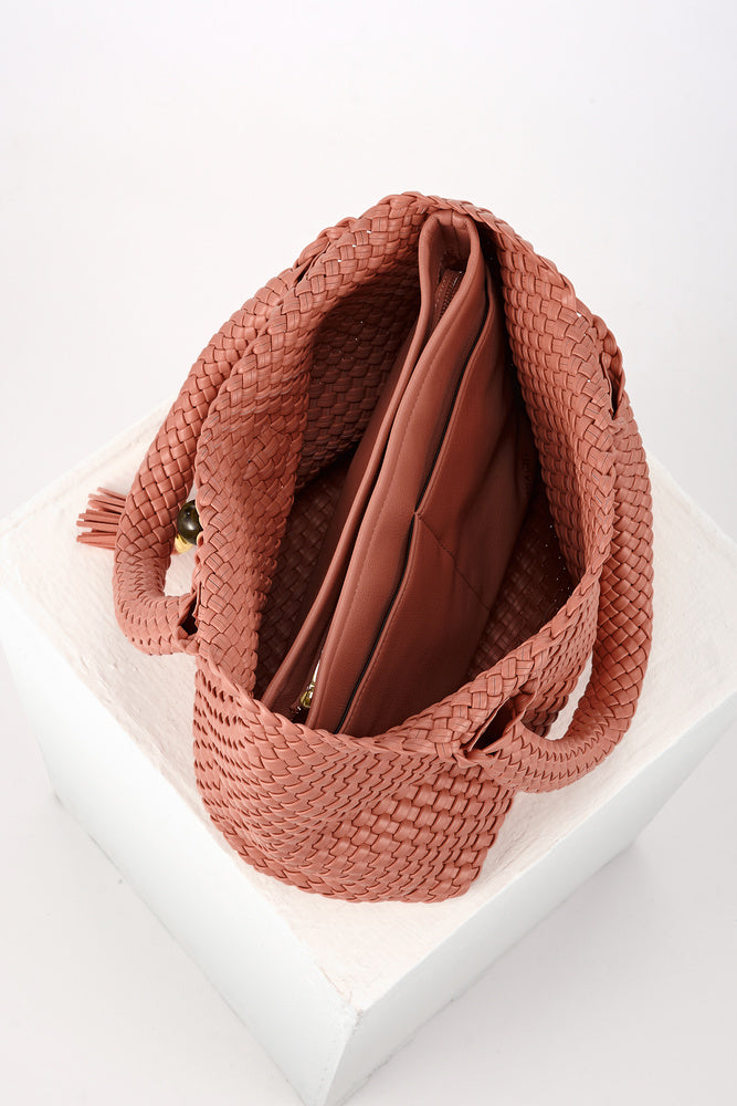 Saskia Tuscan Blush Large Woven Tote
