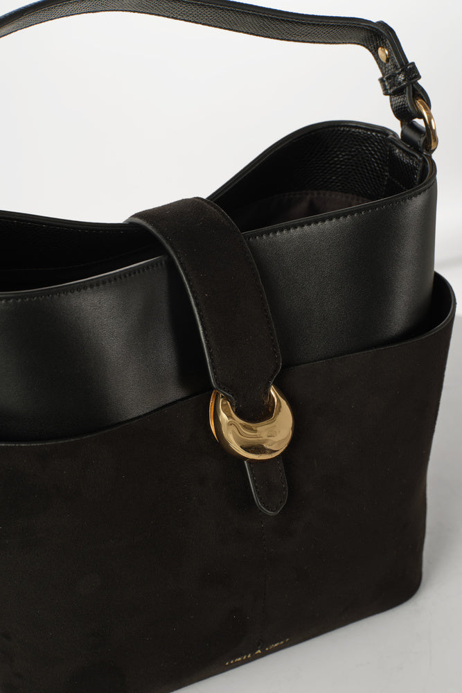 Indra Black Bucket Crossbody