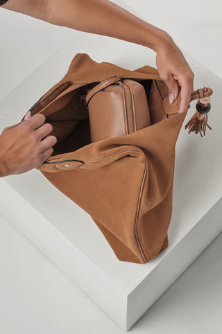 Pandora Camel Suede Hobo
