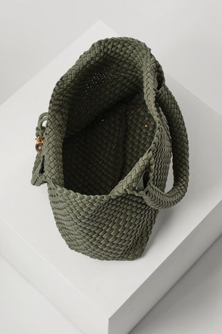 Saskia Khaki Large Woven Tote