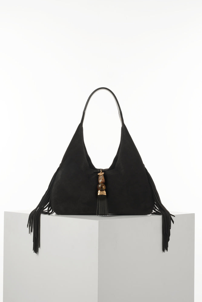 Paloma Tan Suede Fringe Shoulder Bag