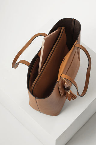 Cindy Camel Casual Tote With Laptop Pouch