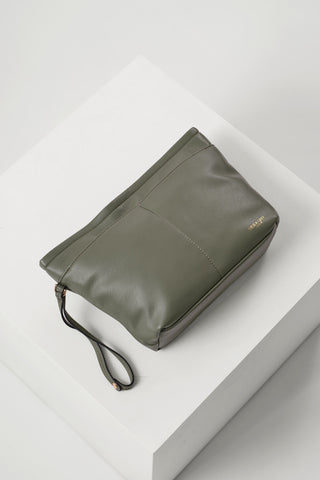 Saskia Khaki Large Woven Tote